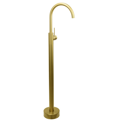 Brushed Gold Bath Tub Mixer Tap Free Standing Faucet Filler Spout Hot Cold Water - Image 3