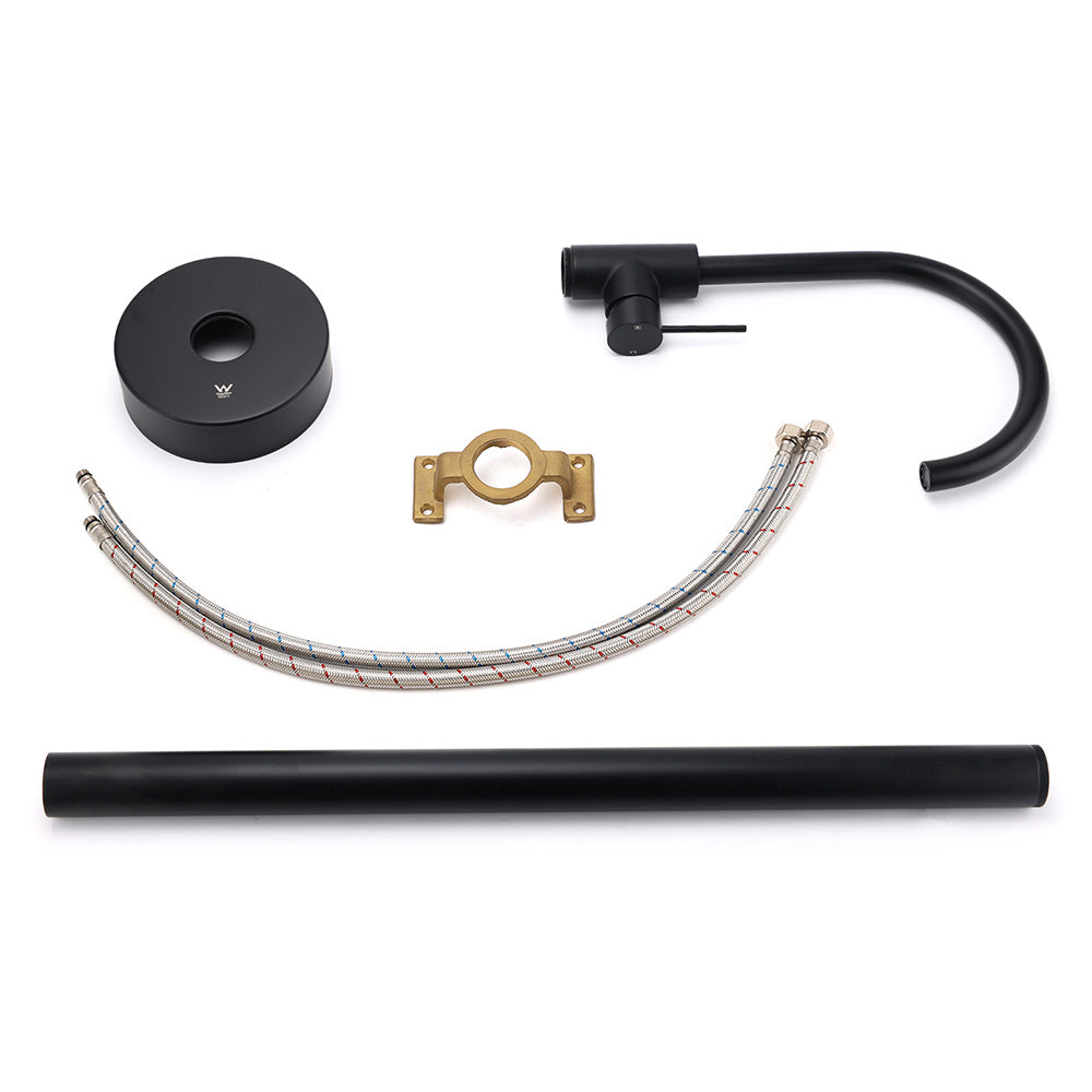 Matt Black Indoor Bathtub Filler Free Standing Mixer Faucet Tap Spout Watermark - Image 6