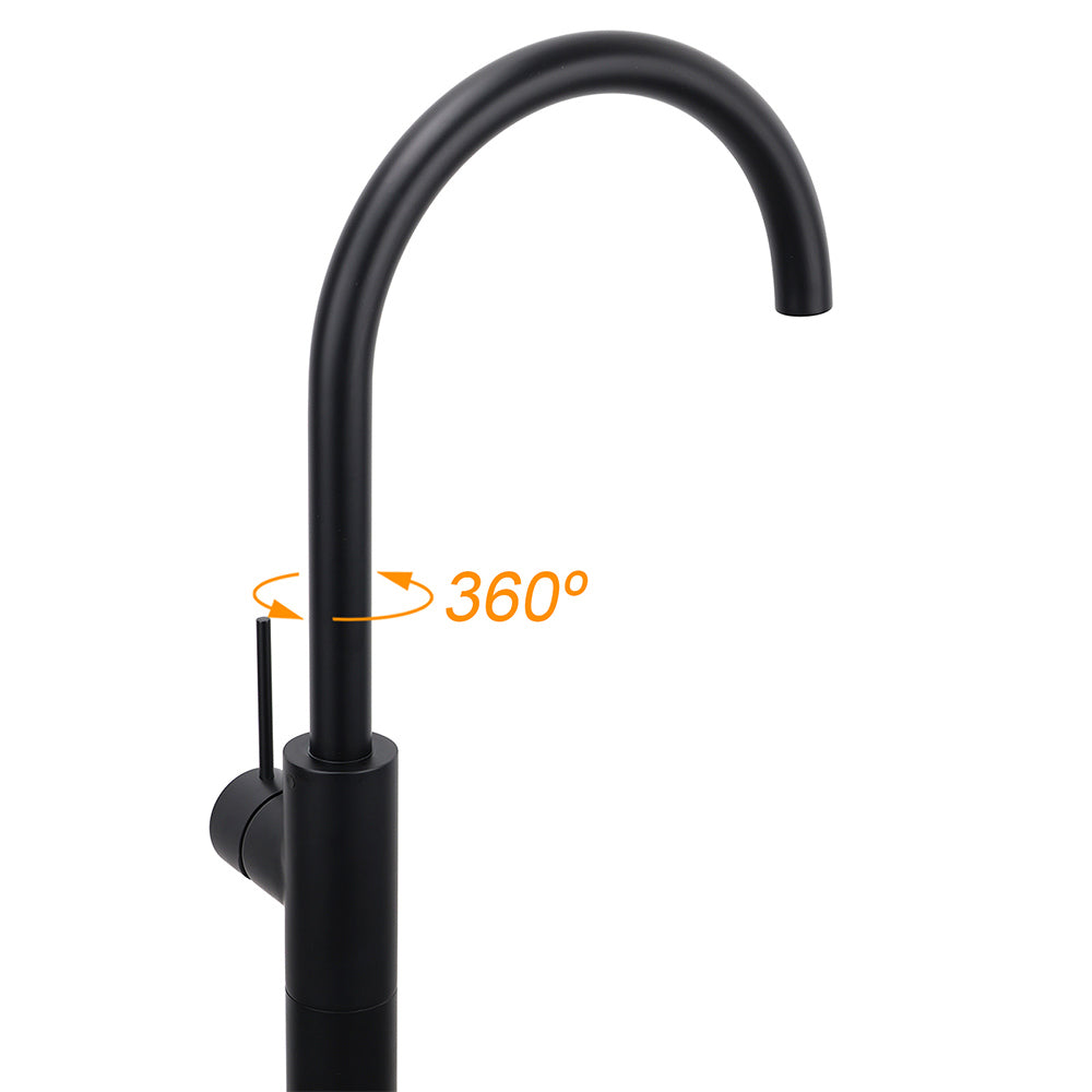 Matt Black Indoor Bathtub Filler Free Standing Mixer Faucet Tap Spout Watermark - Image 7