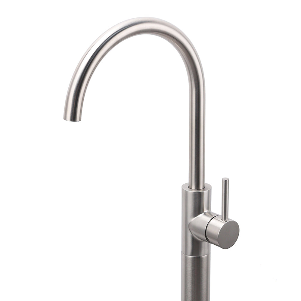 Brushed Nickel Stainless Steel Bathtub Tap Free Standing Faucet Filler Spout Set - Image 2