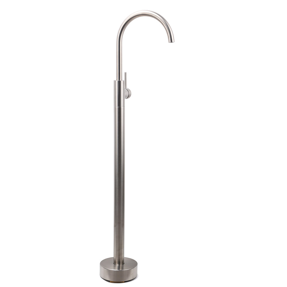 Brushed Nickel Stainless Steel Bathtub Tap Free Standing Faucet Filler Spout Set - Image 3