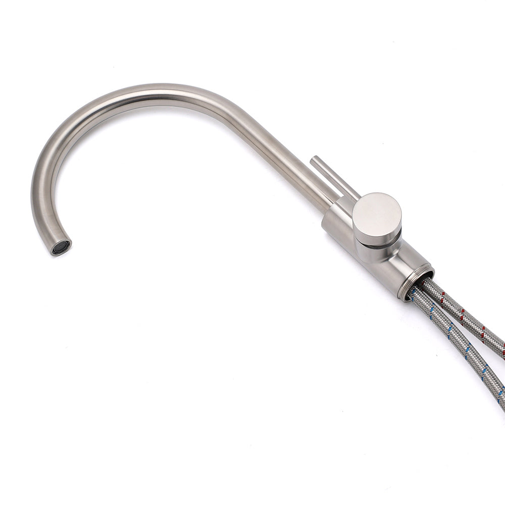 Brushed Nickel Stainless Steel Bathtub Tap Free Standing Faucet Filler Spout Set - Image 5