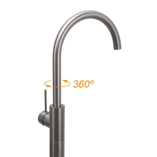 Gun Metal Bathroom Free Standing Hot Cold Water Mixer Tap Bath Tub Filler Spout - Image 4