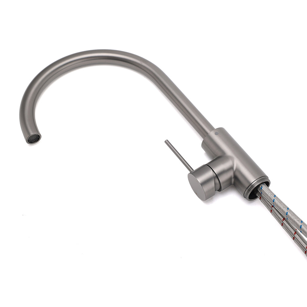 Gun Metal Bathroom Free Standing Hot Cold Water Mixer Tap Bath Tub Filler Spout - Image 4