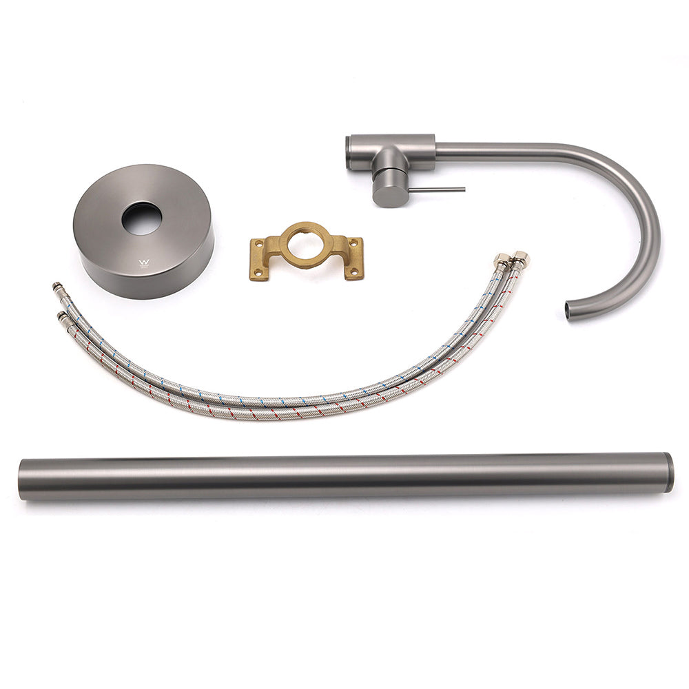 Gun Metal Bathroom Free Standing Hot Cold Water Mixer Tap Bath Tub Filler Spout - Image 6