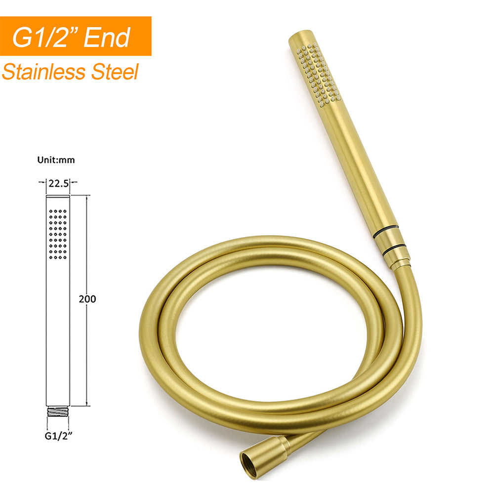 WELS Brushed Gold Bath Tub Mixer Tap Free Standing Faucet Spout Handheld Shower - Image 8