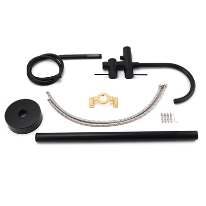 WELS Matt Black Bathtub Filler Free Standing Mixer Faucet Tap Spout HandHeld Set - Image 7
