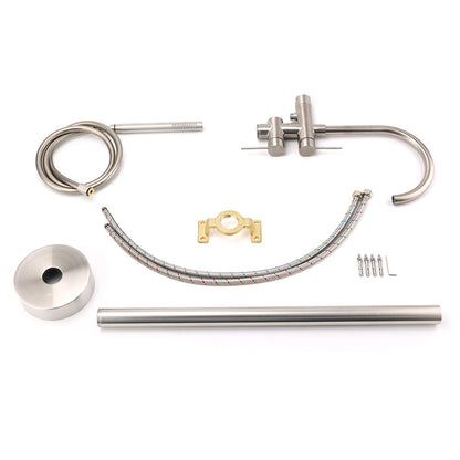 WELS Brushed Nickel Stainless Steel Free Standing Mixer Faucet Tap Spout Handset - Image 4
