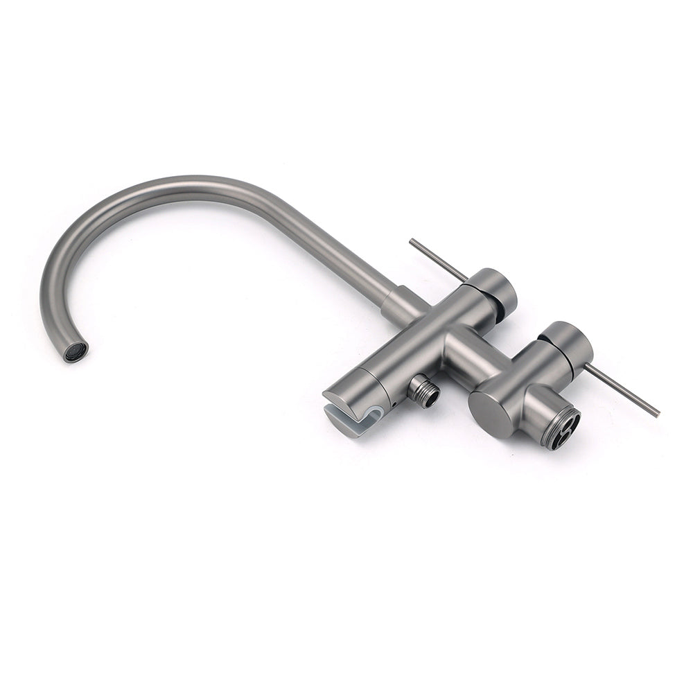 Gun Metal Bathtub Mixer Tap Free Standing Faucet Spout With Handheld Shower Set - Image 3