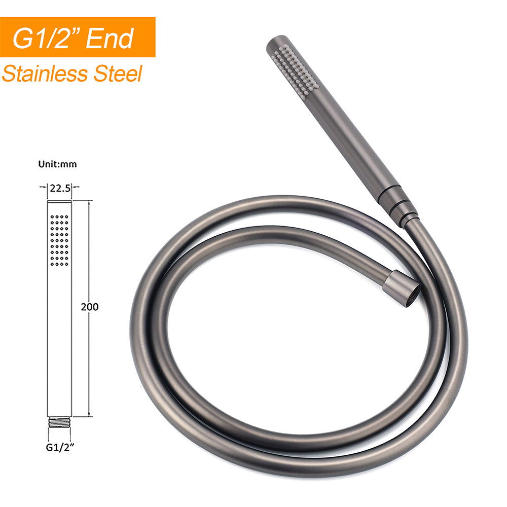 Gun Metal Bathtub Mixer Tap Free Standing Faucet Spout With Handheld Shower Set - Image 5