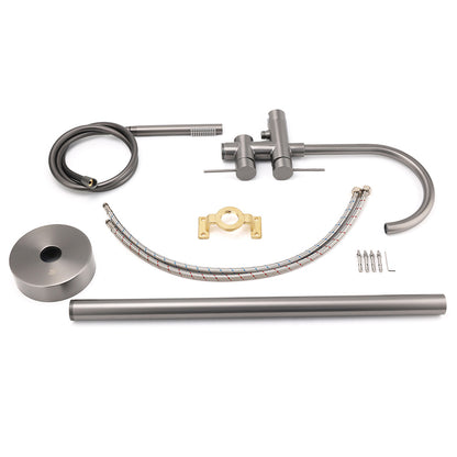 Gun Metal Bathtub Mixer Tap Free Standing Faucet Spout With Handheld Shower Set - Image 6