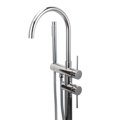 Polished Chrome Bathtub Filler Free Standing Mixer Faucet Tap Spout Handset WELS - Image 3