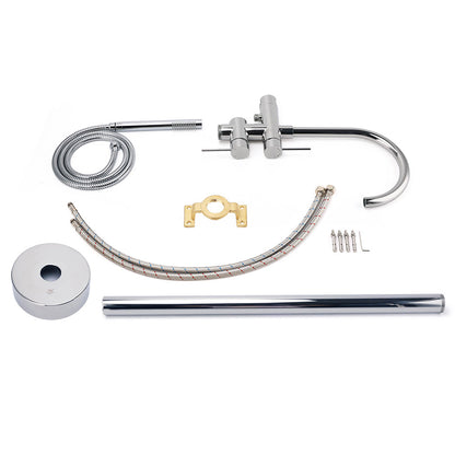 Polished Chrome Bathtub Filler Free Standing Mixer Faucet Tap Spout Handset WELS - Image 7