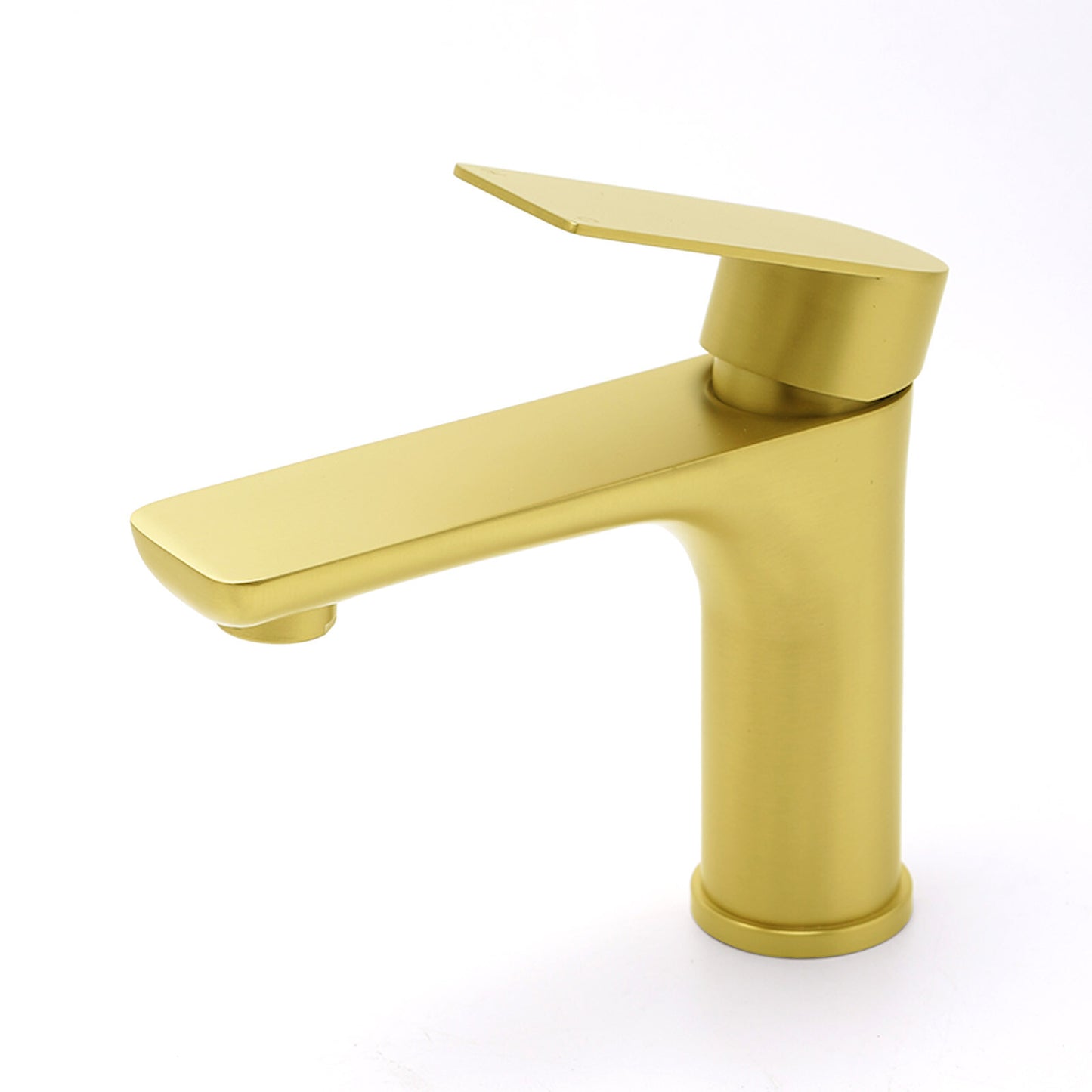 Brushed Gold Round Short Bathroom Vanity Laundry Chrome Basin Mixer Faucet Tap - Image 2