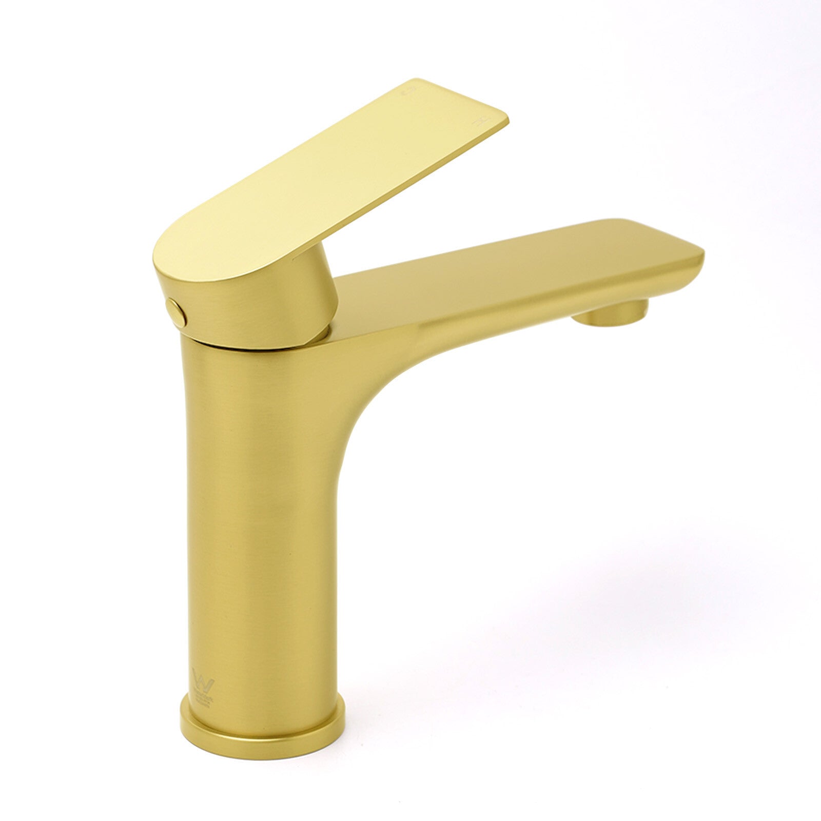 Brushed Gold Round Short Bathroom Vanity Laundry Chrome Basin Mixer Faucet Tap - Image 3