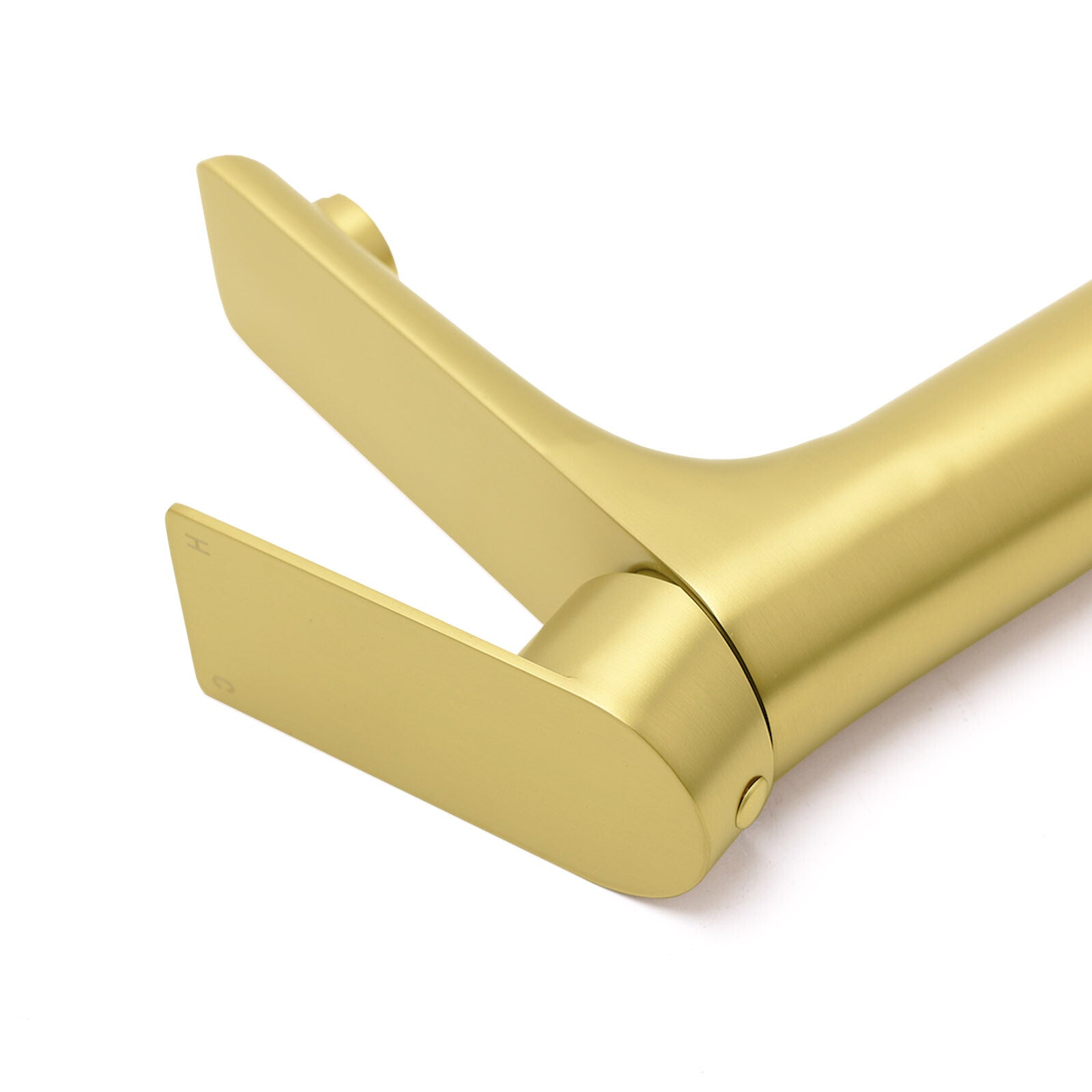 Brushed Gold Round Short Bathroom Vanity Laundry Chrome Basin Mixer Faucet Tap - Image 4