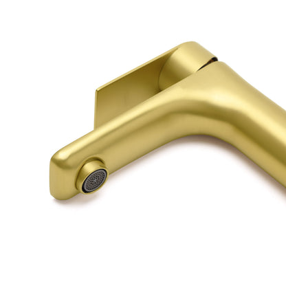 Brushed Gold Round Short Bathroom Vanity Laundry Chrome Basin Mixer Faucet Tap - Image 5