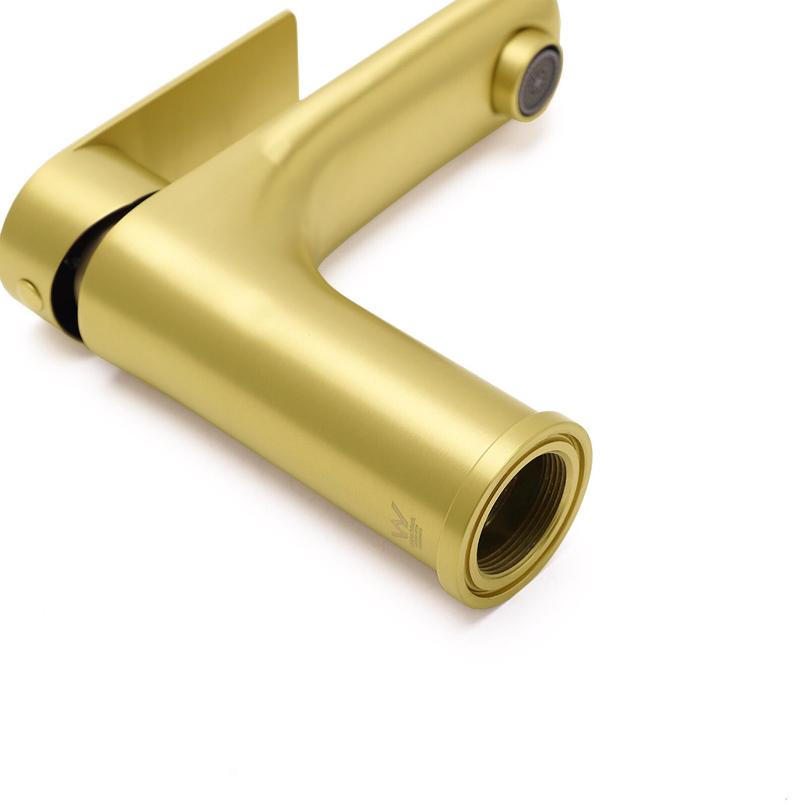 Brushed Gold Round Short Bathroom Vanity Laundry Chrome Basin Mixer Faucet Tap - Image 6