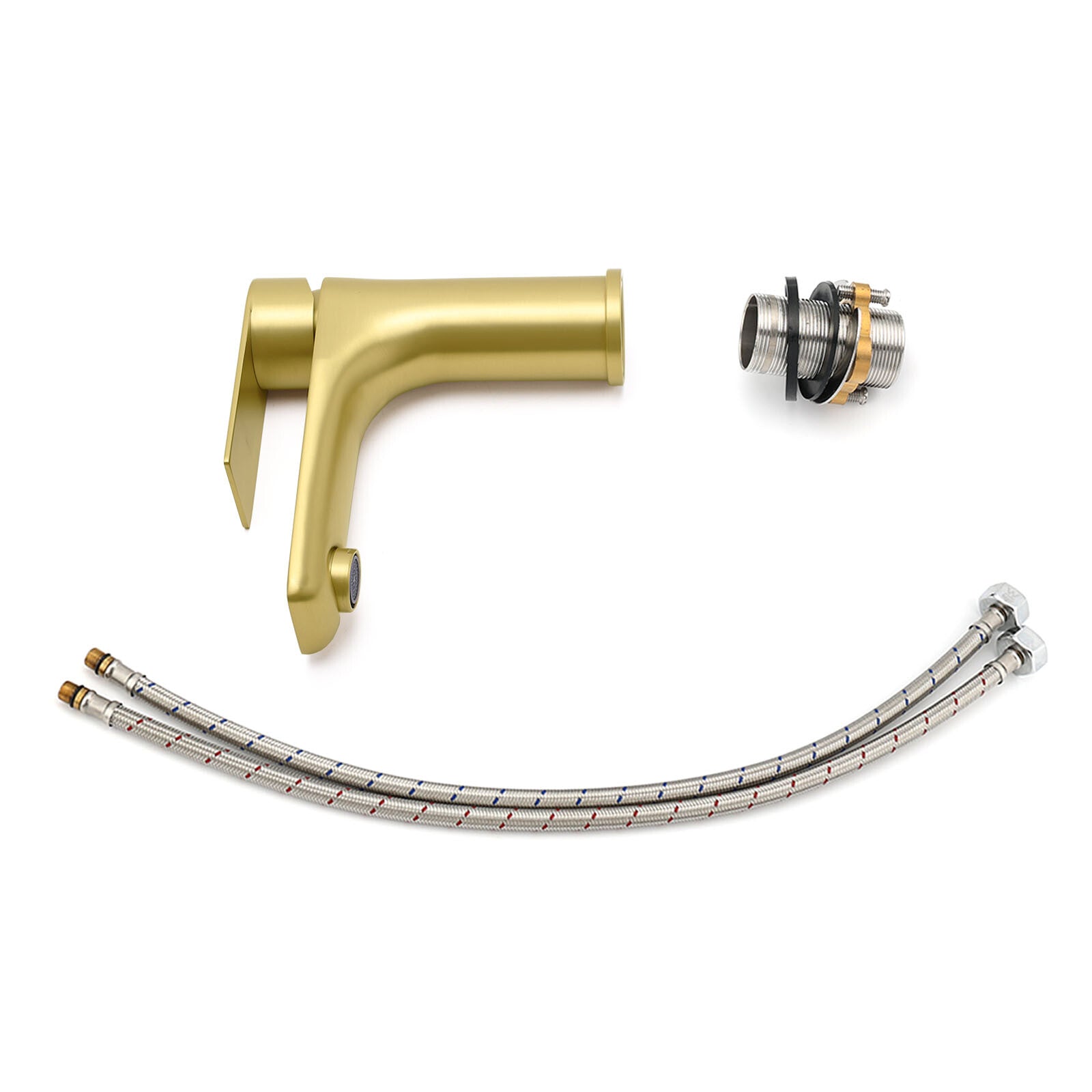 Brushed Gold Round Short Bathroom Vanity Laundry Chrome Basin Mixer Faucet Tap - Image 7