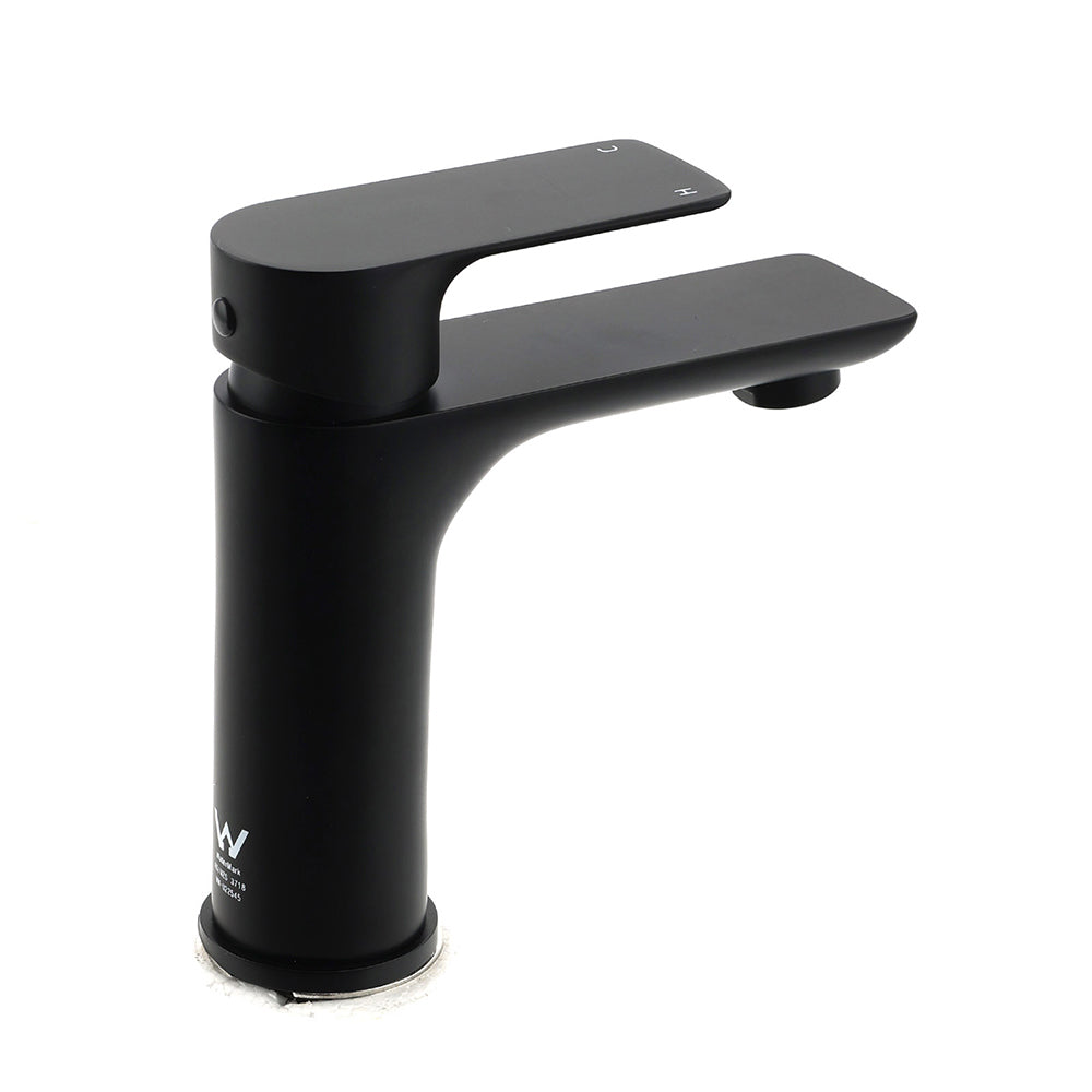 WELS Matt Black Basin Mixer Bathroom Vanity Laundry Sink Flick Faucet Tap Valve - Image 3