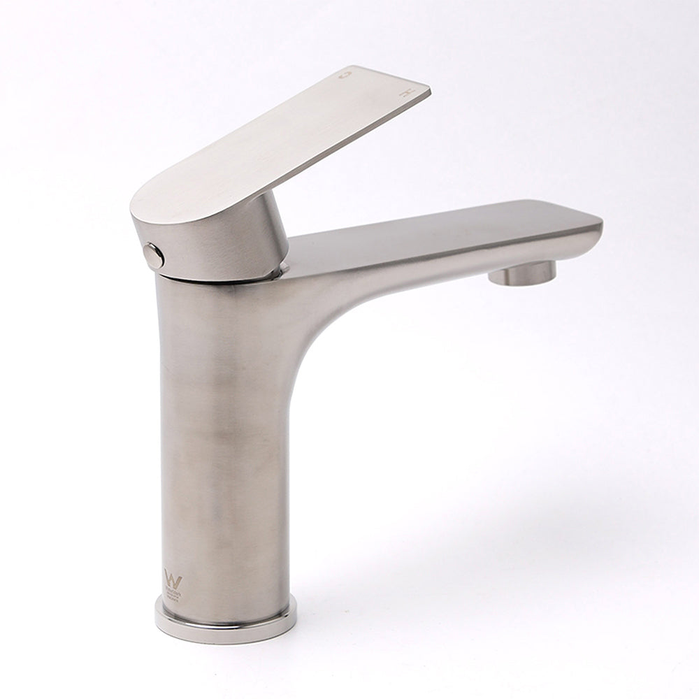 WELS Brushed Nickel Kitchen Laundry Round Basin Mixer Vanity Sink Faucet Tap Set - Image 3