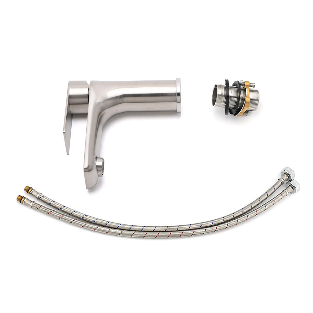WELS Brushed Nickel Kitchen Laundry Round Basin Mixer Vanity Sink Faucet Tap Set - Image 7