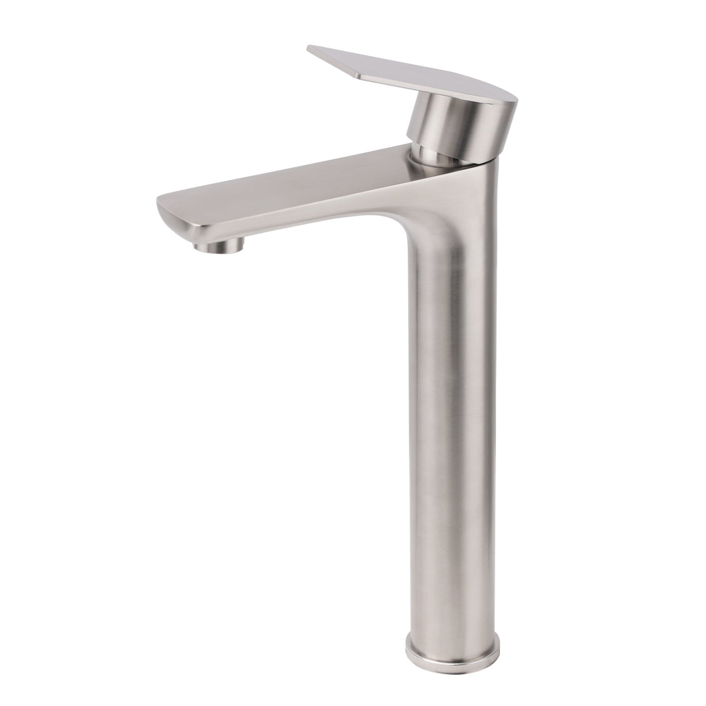 Brushed Nickel Rounded Edge Tall Basin Mixer Kitchen Vanity Faucet Tap Spout Set - Image 2
