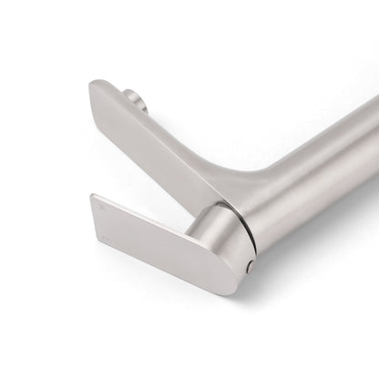 Brushed Nickel Rounded Edge Tall Basin Mixer Kitchen Vanity Faucet Tap Spout Set - Image 5