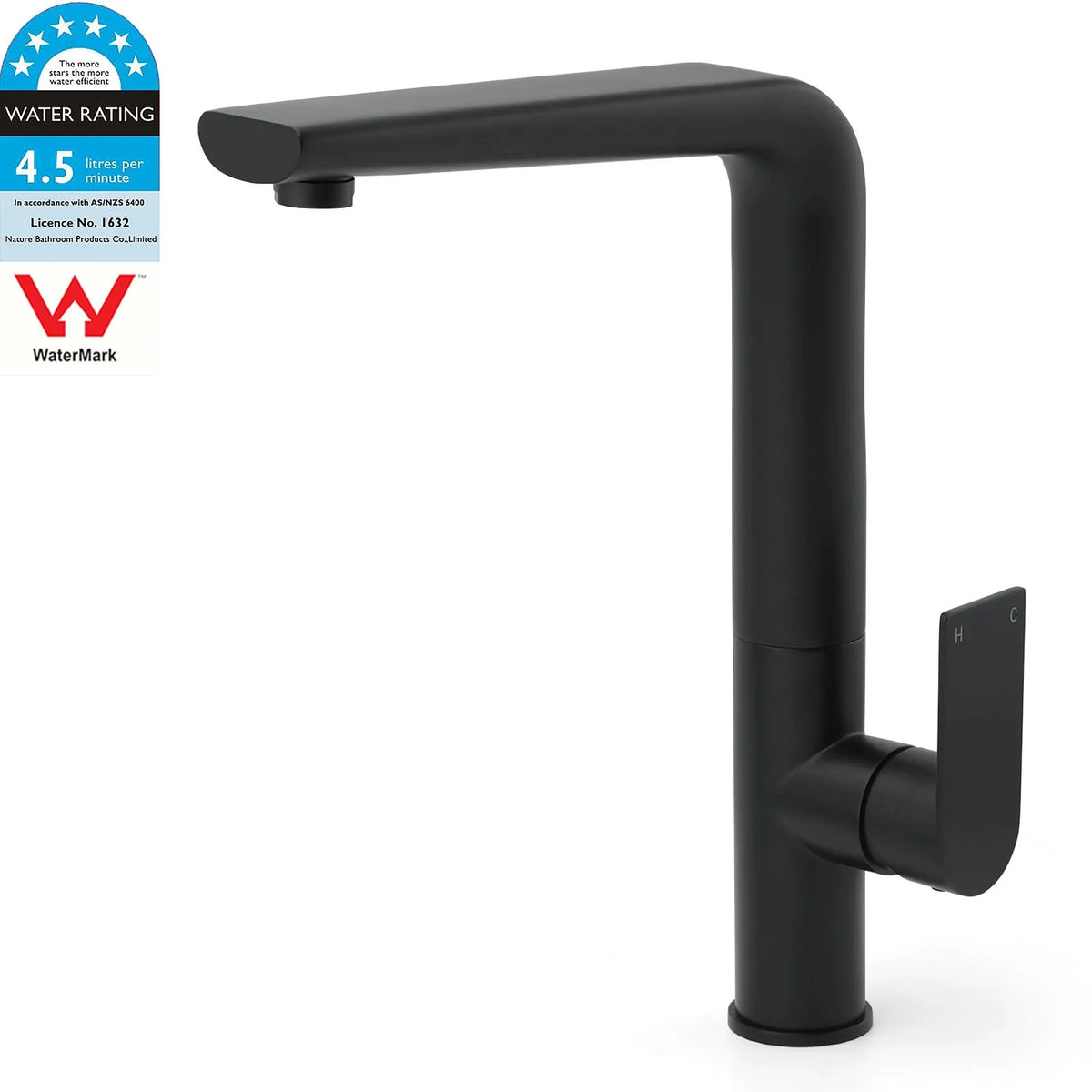 WELS Matte Black Round Kitchen Mixer Sink Tap Swivel Laundry Faucet Spout NEW