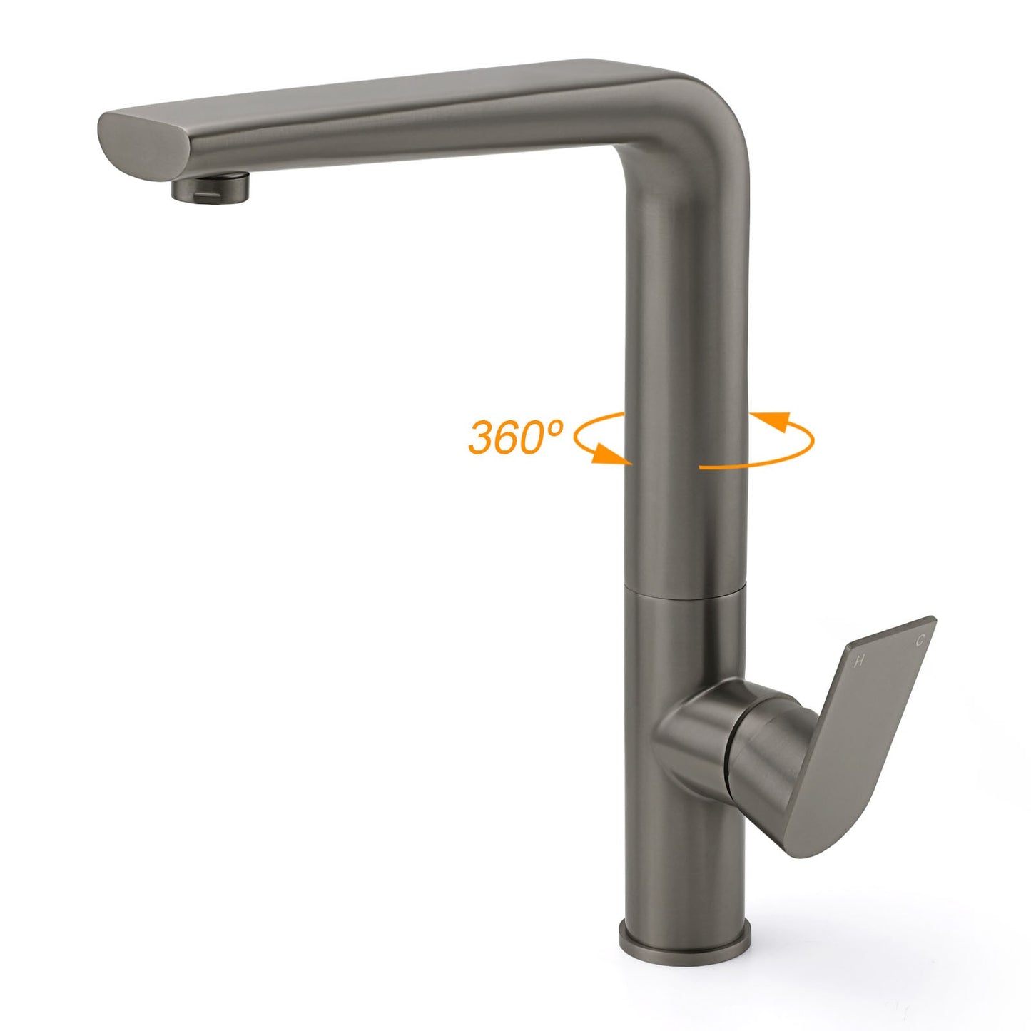 Luxury Gun Metal Round Kitchen Mixer Sink Tap Swivel Laundry Faucet Spout WELS - Image 2
