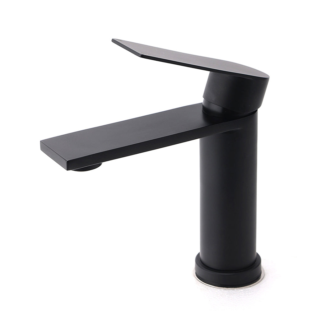 Matt Black Round Bathroom Basin Mixer Vanity Sink Faucet Spout Laundry Tap WELS - Image 2
