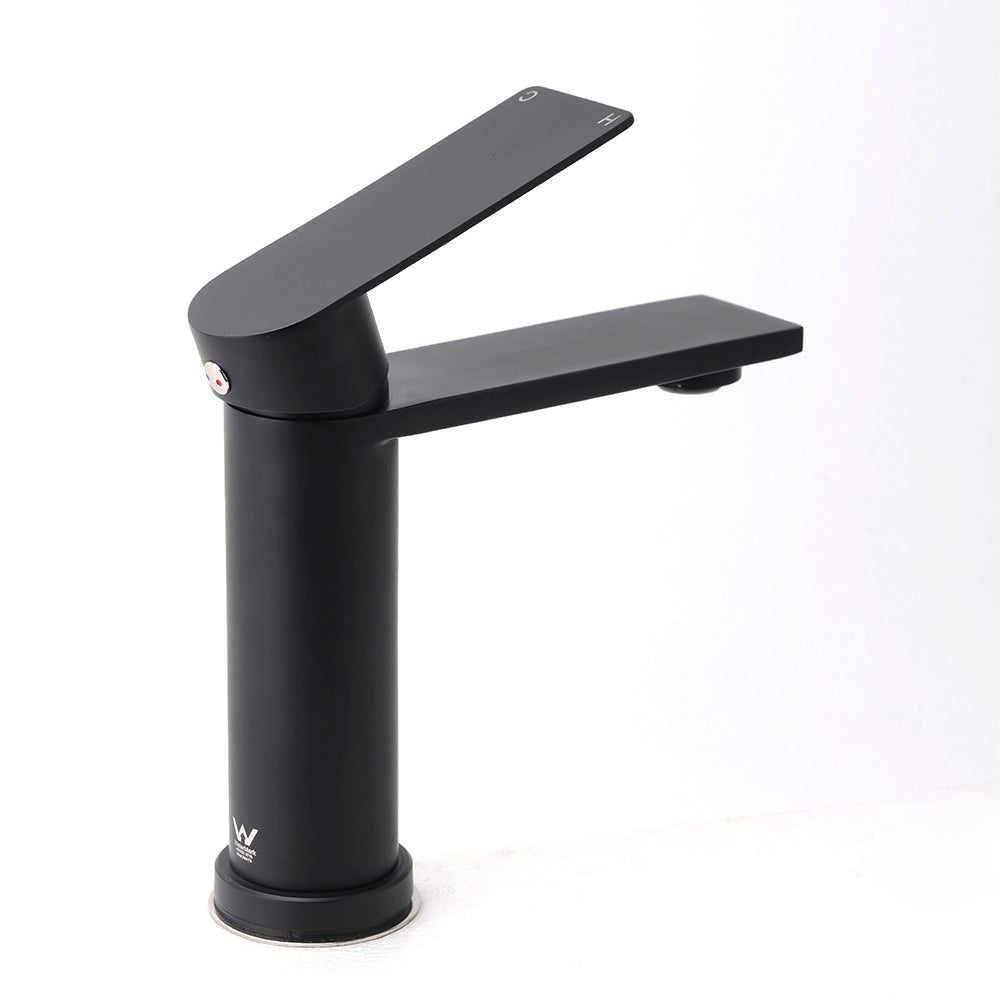 Matt Black Round Bathroom Basin Mixer Vanity Sink Faucet Spout Laundry Tap WELS - Image 3