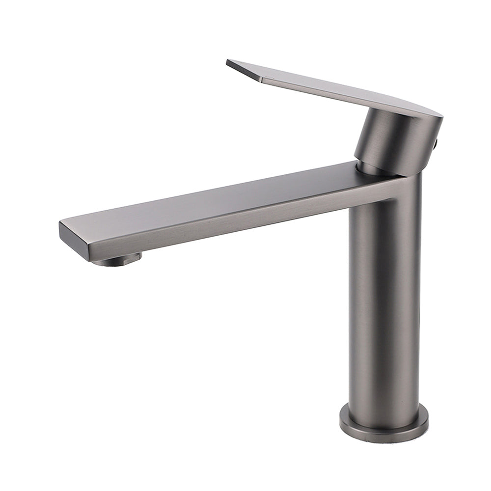 Gun Metal Rounded Square Short Basin Mixer Vanity Sink Faucet Laundry Spout Tap - Image 2