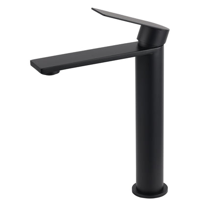 WELS Matt Black Square Tall Flat Lever Handle Basin Mixer Vanity Sink Faucet Spout - Image 2