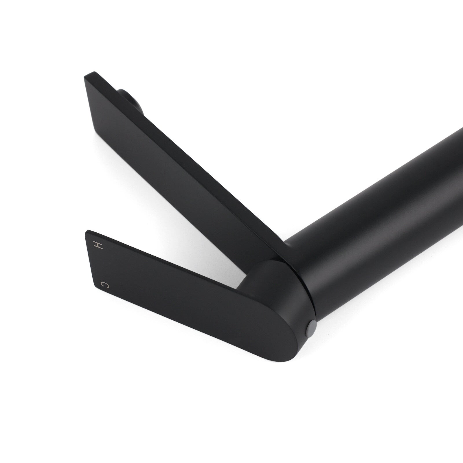 WELS Matt Black Square Tall Flat Lever Handle Basin Mixer Vanity Sink Faucet Spout - Image 5