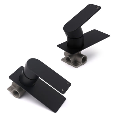 Matte Black Rectangle Shower Mixer Hot Cold Control Tap 35mm Ceramic Cartridge - Image 3