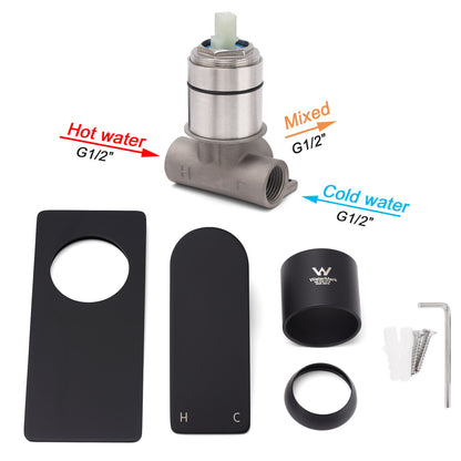 Matte Black Rectangle Shower Mixer Hot Cold Control Tap 35mm Ceramic Cartridge - Image 4