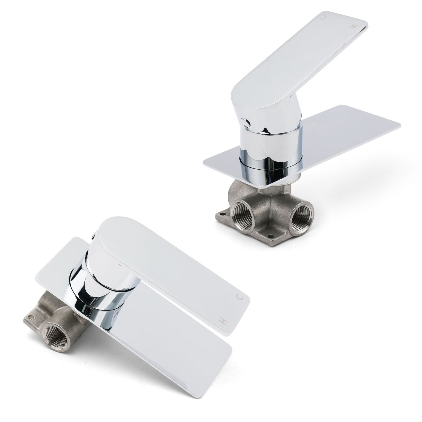 Chrome Square Lever Handle Shower Mixer Hot Cold Water Valve Watermark Standard - Image 3