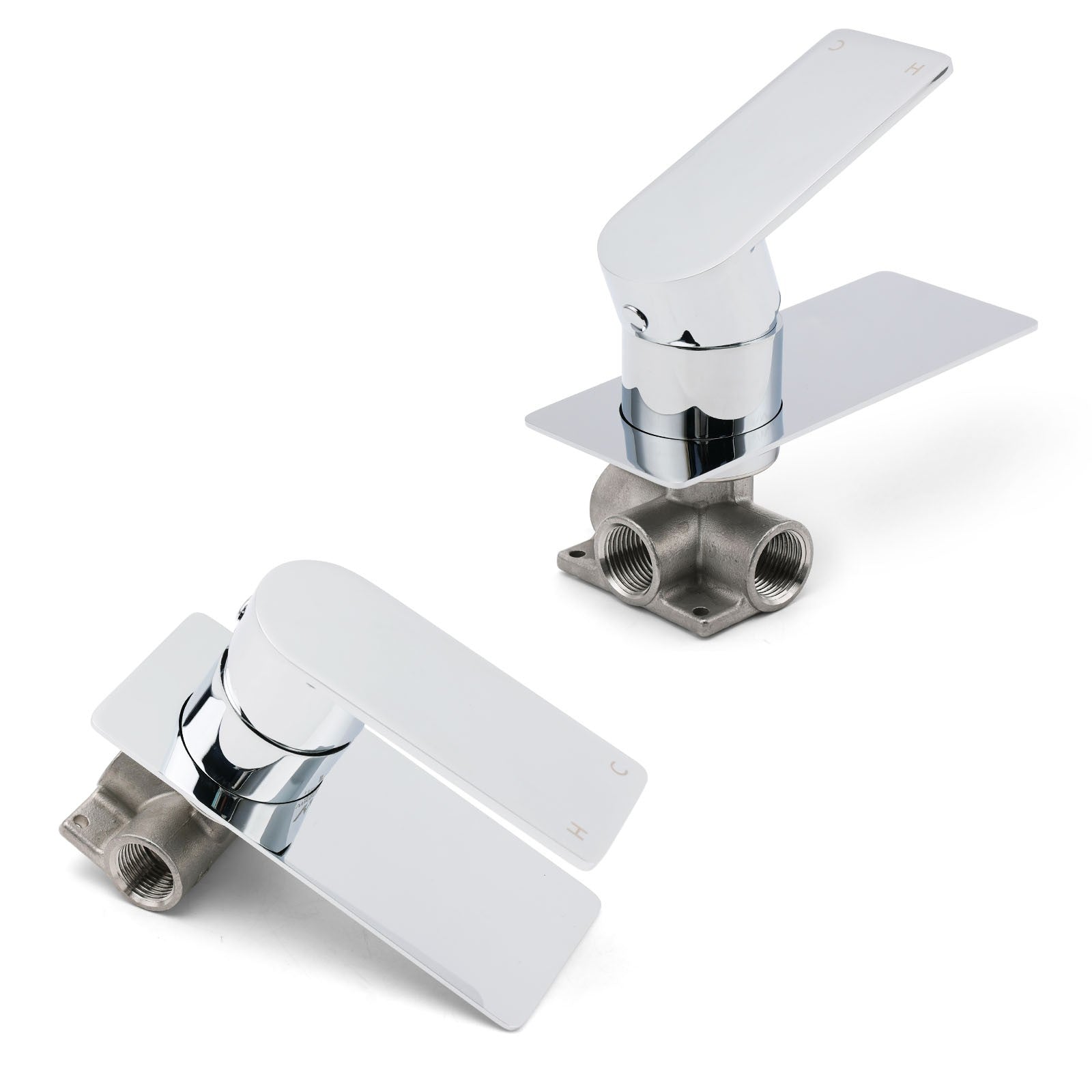 Chrome Square Lever Handle Shower Mixer Hot Cold Water Valve Watermark Standard - Image 3