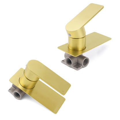 Rectangle Brushed Gold Shower Mixer Hot Cold Tapware Ceramic Cartridge Component - Image 3
