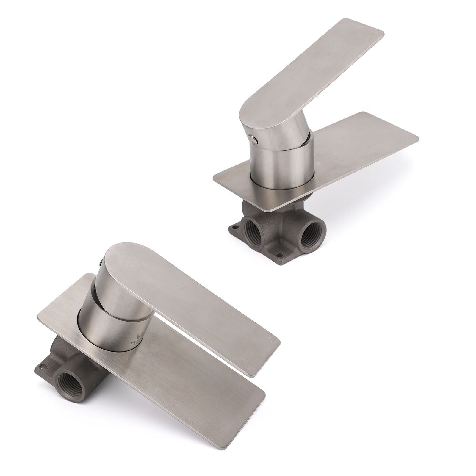 Brushed Nickel Bathroom Flat Lever Handle Shower Mixer Hot Cold Water Tap Valve - Image 3