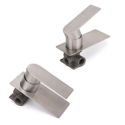 Brushed Nickel Bathroom Flat Lever Handle Shower Mixer Hot Cold Water Tap Valve - Image 3