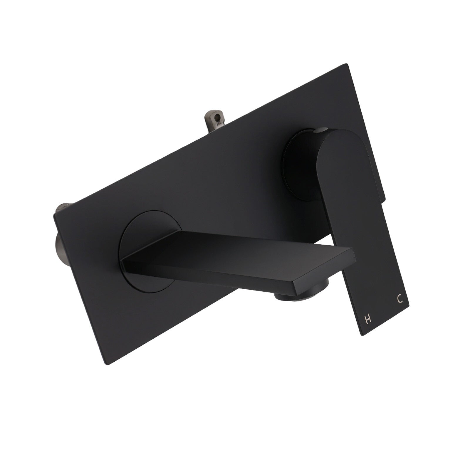 Matte Black Basin Mixer Bathroom Vanity Faucet Wall Mounted Tap Slim Flat Spout - Image 3