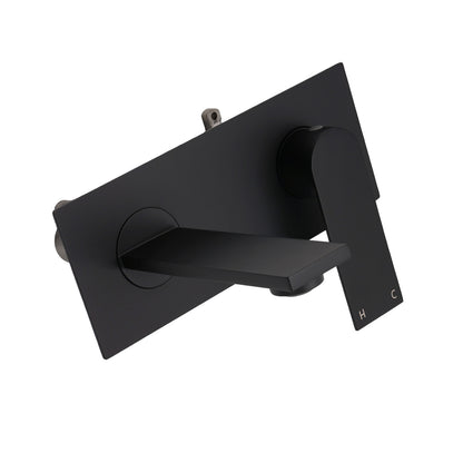 Matte Black Basin Mixer Bathroom Vanity Faucet Wall Mounted Tap Slim Flat Spout - Image 3