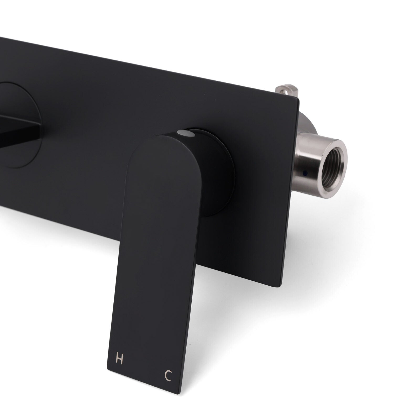 Matte Black Basin Mixer Bathroom Vanity Faucet Wall Mounted Tap Slim Flat Spout - Image 6