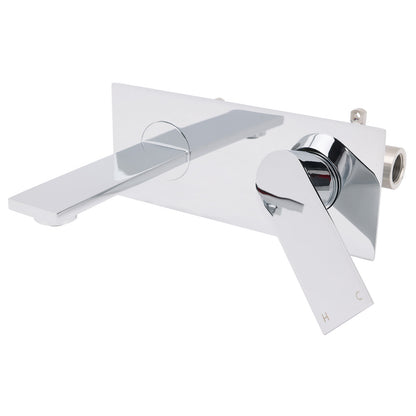 WELS 4.5L/m Chrome Square Wall Mounted Basin Mixer Laundry Faucet Tap Spout Set - Image 2