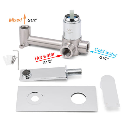 WELS 4.5L/m Chrome Square Wall Mounted Basin Mixer Laundry Faucet Tap Spout Set - Image 7