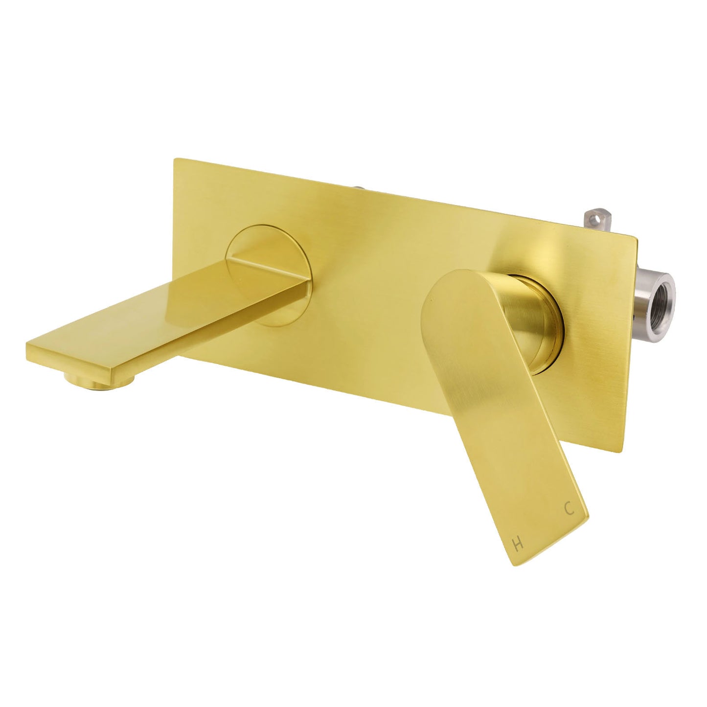 Brushed Gold Cubic Square Wall Mount Basin Mixer Laundry Tap Spout Vanity Faucet - Image 2