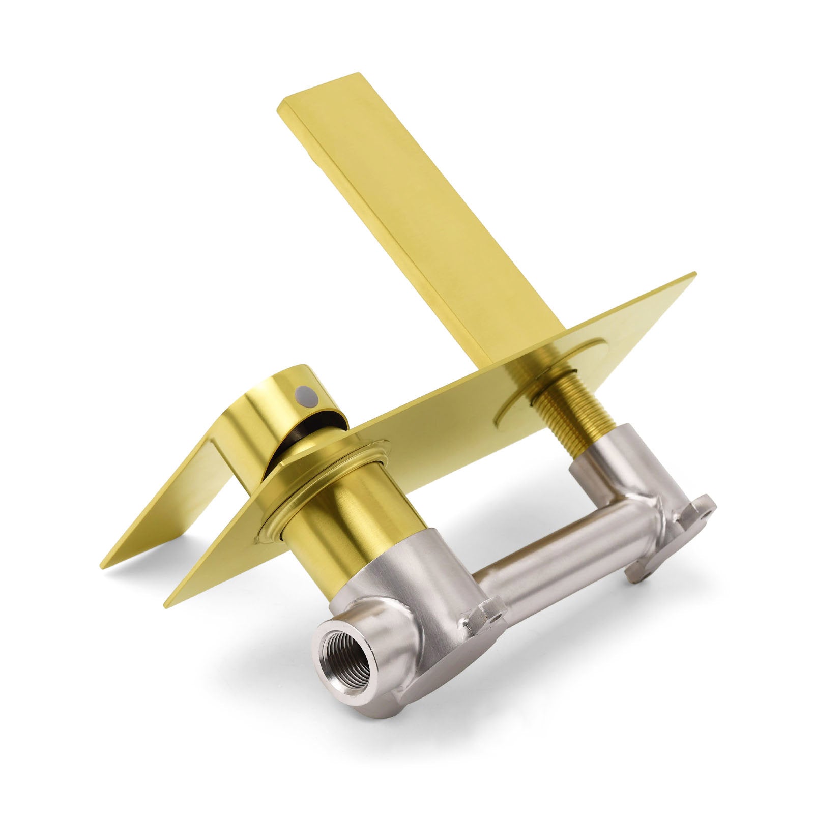 Brushed Gold Cubic Square Wall Mount Basin Mixer Laundry Tap Spout Vanity Faucet - Image 5