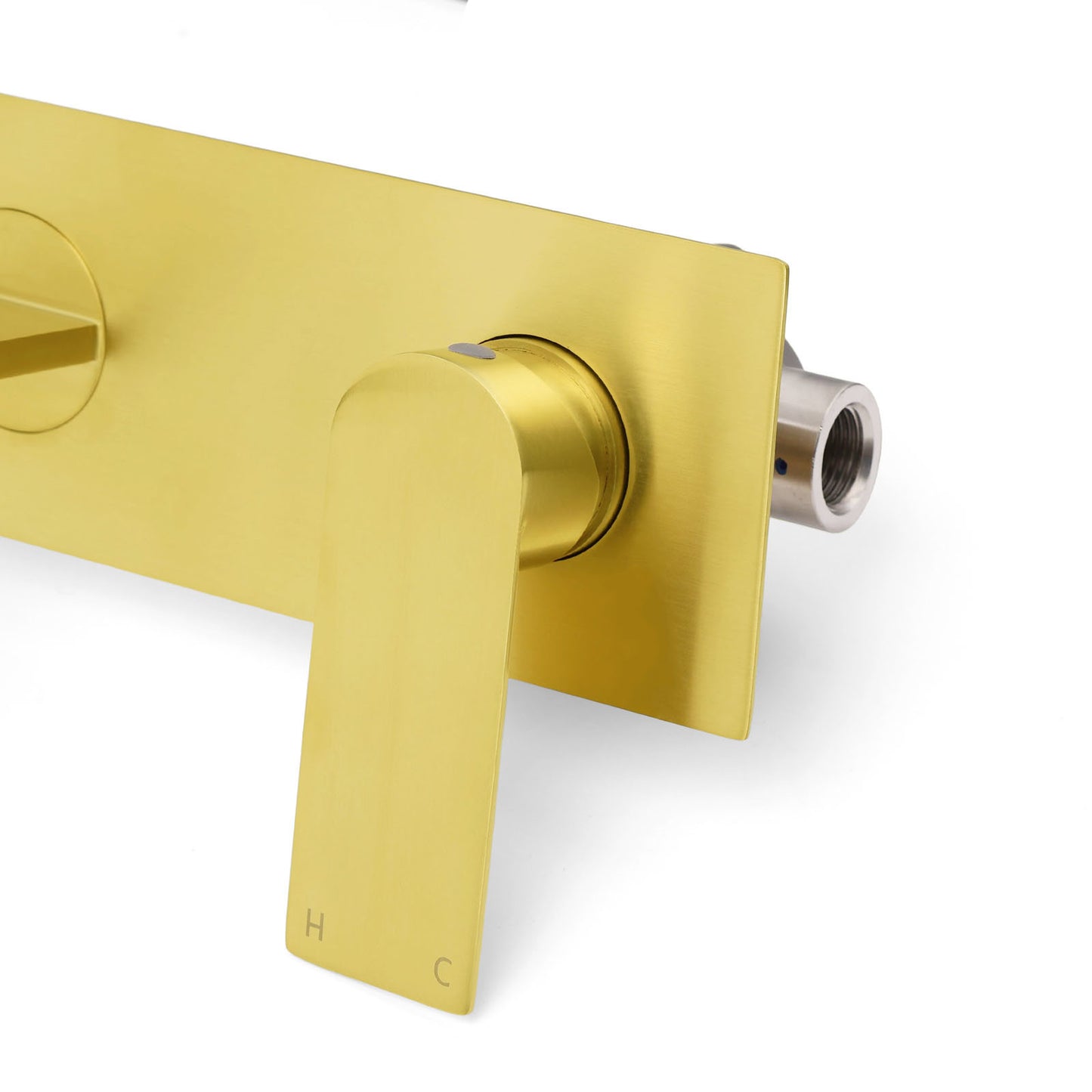 Brushed Gold Cubic Square Wall Mount Basin Mixer Laundry Tap Spout Vanity Faucet - Image 6